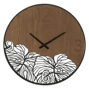 Nástenné hodiny Super Leaf 60 cm hnedé/čierne vyobraziť