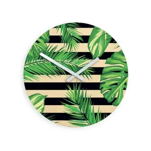 Nástenné hodiny Tropical čierno-zelené vyobraziť