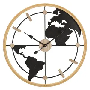 Nástenné hodiny World 60 cm čierne/hnedé vyobraziť