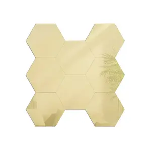 Nástenné samolepiace zrkadlo Hexagon zlaté vyobraziť