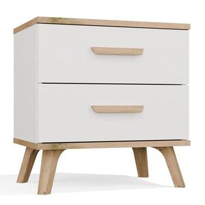 Nočný stolík Olympo 2S 45 cm biely/dub Artisan vyobraziť