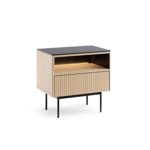 Nočný stolík s LED osvetlením Orta 57, 2 cm čierny/dub Vicenza vyobraziť