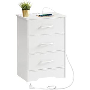 Nočný stolík s nabíjacou stanicou Alfred 39 cm biely vyobraziť