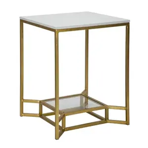 Odkladací stolík Dvojitý 47 cm zlatý/mramor vyobraziť