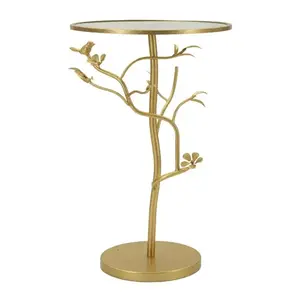 Odkladový stolík Birds 38 cm sklo zlatý vyobraziť