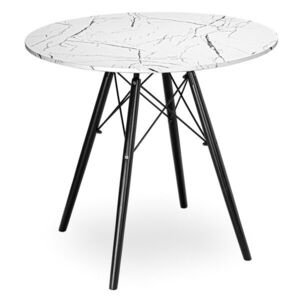 Okrúhly jedálenský stôl Paris Black 80 cm biely mramor/čierny vyobraziť