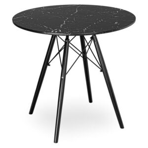 Okrúhly jedálenský stôl Paris Black 80 cm čierny mramor/čierny vyobraziť