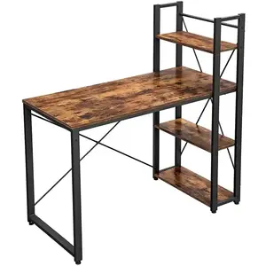 Písací stôl Vasagle Troy 120 cm s policami hnedý/čierny vyobraziť