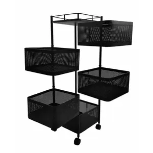 Pojazdný kuchynský regál Woki 90 cm čierny vyobraziť