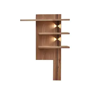 Policový panel Napoli 34 s LED 121 cm z masívu dub biely vyobraziť