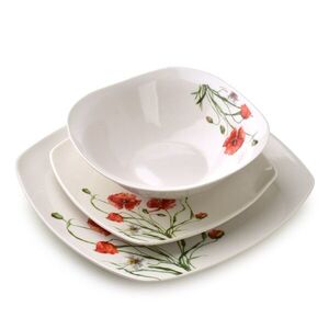 Porcelánová jedálenská súprava LEA Poppy II 18 ks biela/červená vyobraziť