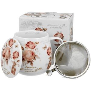 Porcelánový hrnček SECESE 430 ml biely/ružový vyobraziť