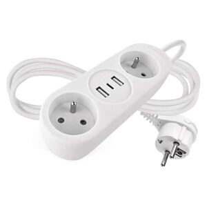 Predlžovací kábel s 2 zásuvkami, 2 USB a USB-C Taylor 1, 4 m biely vyobraziť