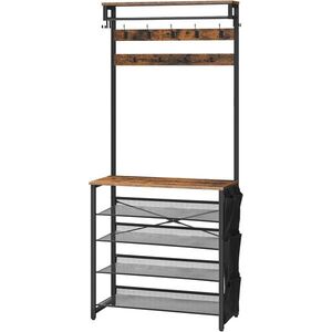Predsieňový vešiak s botníkom Vasagle Mino 75 cm čierny/hnedý vyobraziť