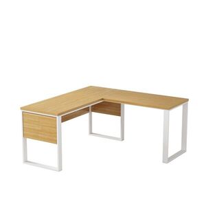 Rohový kancelársky stôl Houseland Nuvia Home 01 160 cm dub/biely vyobraziť