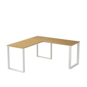 Rohový kancelársky stôl Houseland Nuvia Home 03 160 cm dub/biely vyobraziť
