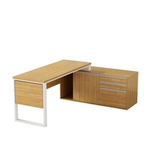 Rohový kancelársky stôl s komodou Houseland Nuvia Home 04 194 cm dub/biely vyobraziť