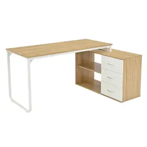 Rohový písací stôl BB106 140 cm dub prírodný/biely vyobraziť