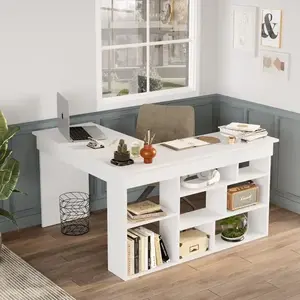 Rohový písací stôl Houseland Rex biely vyobraziť
