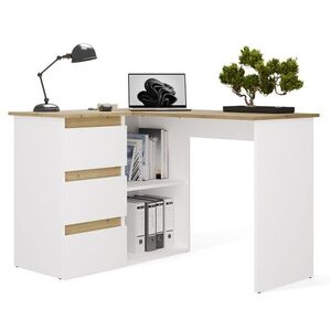 Rohový písací stôl Nicea ľavý dub artisan/biely vyobraziť