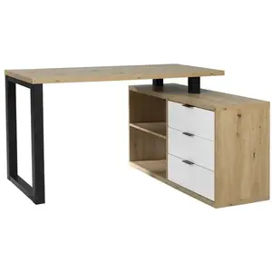 Rohový písací stôl ROMARO dub artisan/biely vyobraziť
