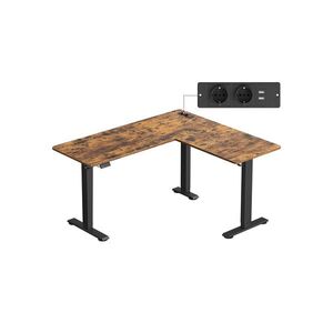 Rohový výškovo nastaviteľný pracovný stôl Vasagle Grey 160 cm hnedý/čierny vyobraziť