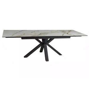Rozkladací jedálenský stôl Columbus Ceramic 160/240 cm biely mramor/čierny mat vyobraziť