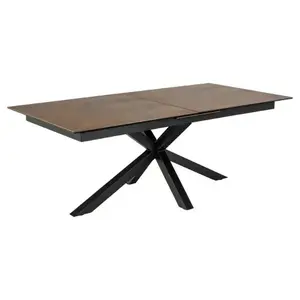 Rozkladací jedálenský stôl Irwine 200/240 cm hnedá keramika/čierny vyobraziť