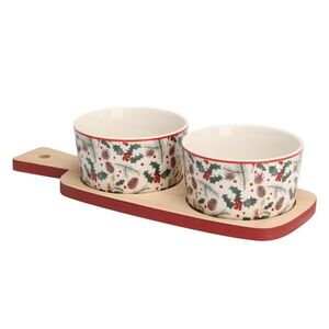 Sada 2 ks porcelánových misiek s podnosom PORCELO viacfarebná vyobraziť
