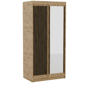 Šatníková skriňa Deliah s posuvnými dverami a so zrkadlom 120 cm dub Artisan/čierna vyobraziť