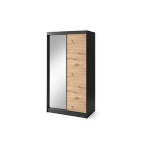 Šatníková skriňa Esville so zrkadlom 120 cm dub Artisan/čierna vyobraziť