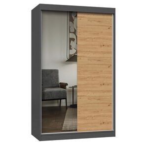 Šatníková skriňa Iga so zrkadlom 120 cm antracit/dub artisan vyobraziť