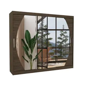 Šatníková skriňa s posuvnými dverami a zrkadlom Camb 250 cm Choco vyobraziť