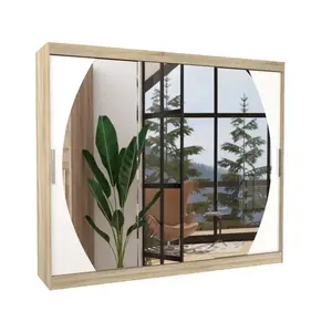 Šatníková skriňa s posuvnými dverami a zrkadlom Camb 250 cm dub Sonoma/biela vyobraziť