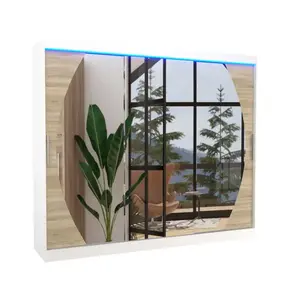 Šatníková skriňa s posuvnými dverami, zrkadlom a LED osvetlením Camb 250 cm biela/dub Sonoma vyobraziť