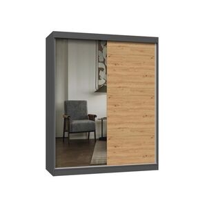 Šatníková skriňa so zrkadlom Iga A/B 160 cm antracit/dub artisan vyobraziť