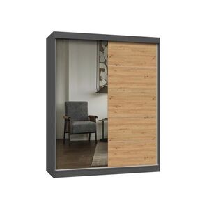 Šatníková skriňa so zrkadlom Iga A/C 160 cm antracit/dub artisan vyobraziť