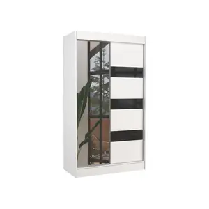 Šatníková skriňa so zrkadlom Touran 120 cm biela/čierna vyobraziť