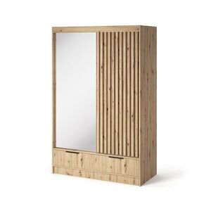 Šatníková skriňa Voodi so zrkadlom 120 cm dub Artisan vyobraziť