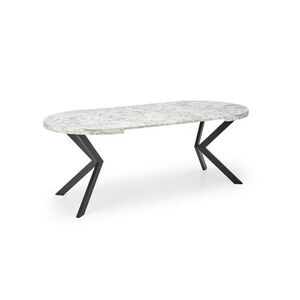 Skladací jedálenský stôl PERONI 100/250 cm biela mramorová/čierna vyobraziť