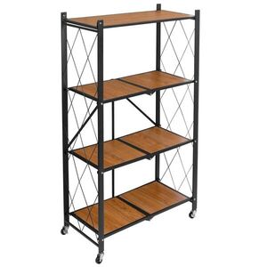 Skladací regál Bevel 125 cm čierny/hnedý vyobraziť