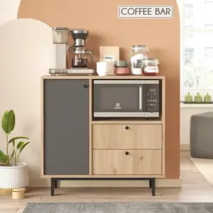 Skrinka na mikrovlnku Houseland Royce 01 dub Castello/antracitovo šedá vyobraziť