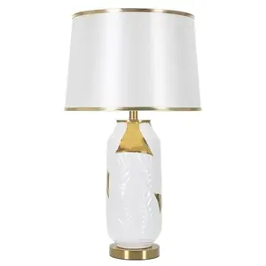 Stolná lampa keramická 70 cm bielo-zlatá vyobraziť