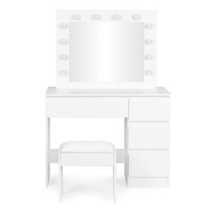 Toaletný stolík s LED osvetlením a taburetom Rety 94 cm biely II vyobraziť