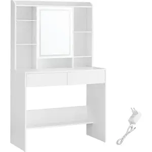 Toaletný stolík Vasagle Berny 90 cm so zrkadlom a LED osvetlením biely vyobraziť