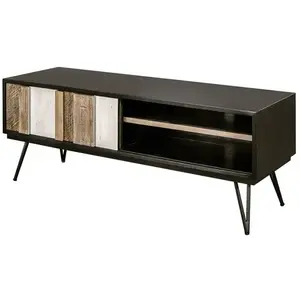 TV stolík Adesso 150 cm z masívu čierny/hnedý vyobraziť