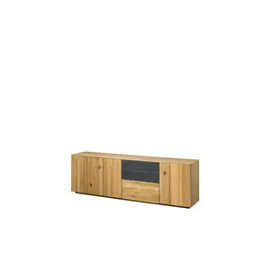 TV stolík Minura 25 195 cm z masívu dub prírodný/grafit vyobraziť