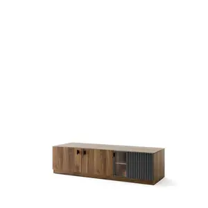 TV stolík s LED osvetlením Radium 25 180 cm orech Columbia/čierny vyobraziť