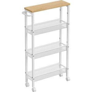 Úzky pojazdný kuchynský regál Vasagle Compi 41 cm biely/hnedý vyobraziť