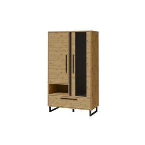 Vitrína Ariana 140 cm čierna/dub Artisan vyobraziť